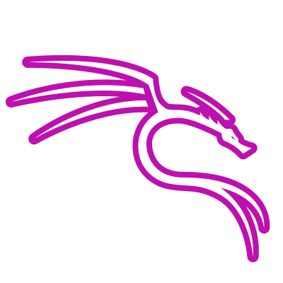 Stylized pink outline of a dragon on a dark background.